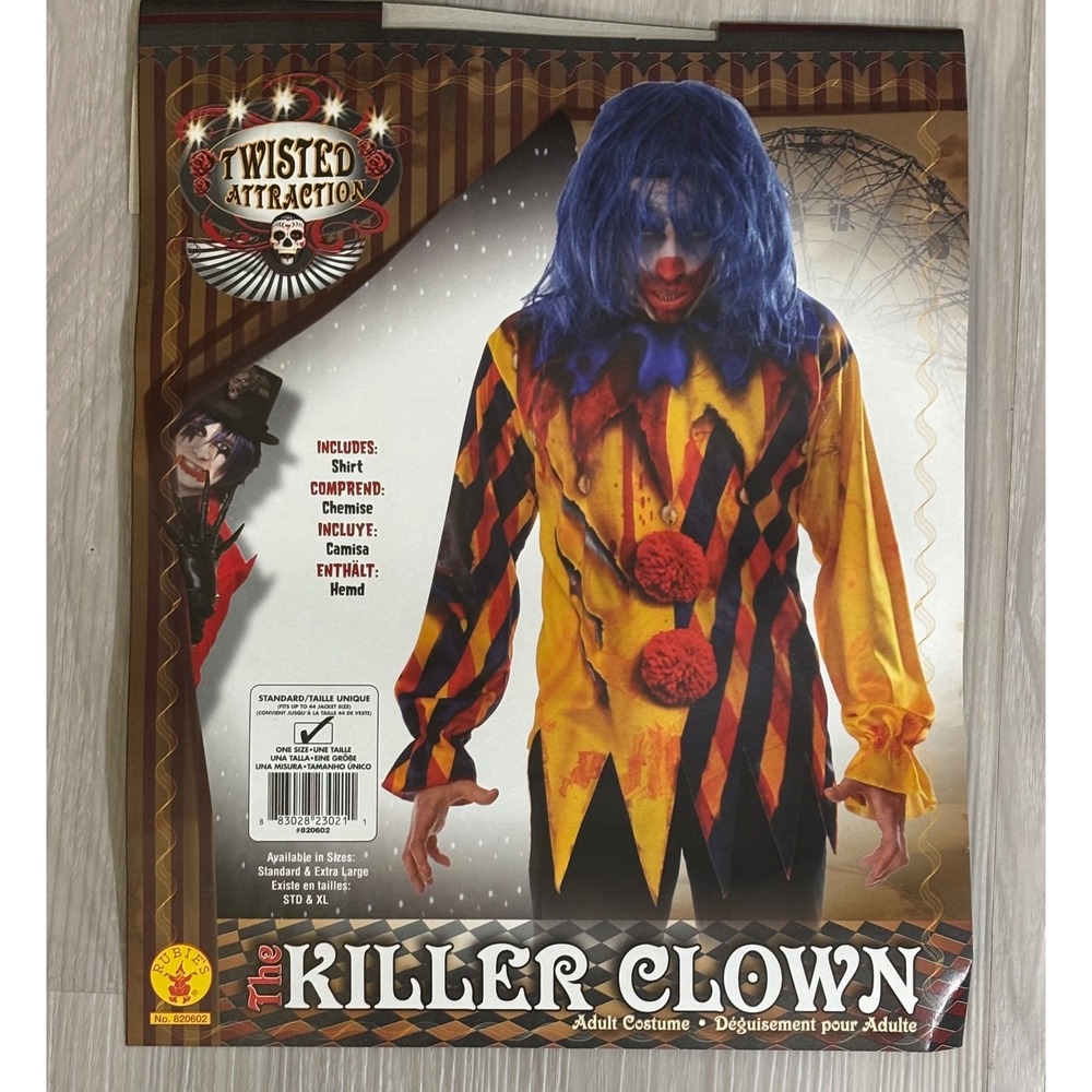 Twisted Attraction Killer Clown Costume Mens One Size Yellow Orange Halloween